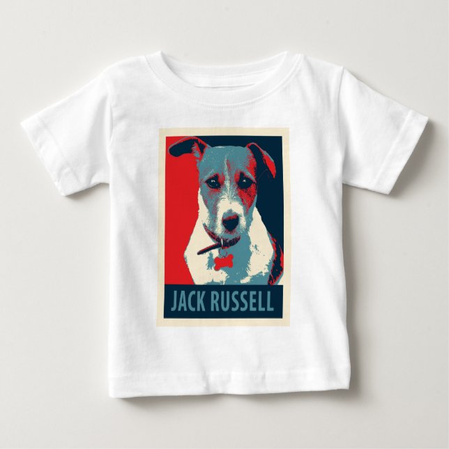 Camiseta Para Bebê Jack Russel Terrier Esperança Política Parody (Frente)