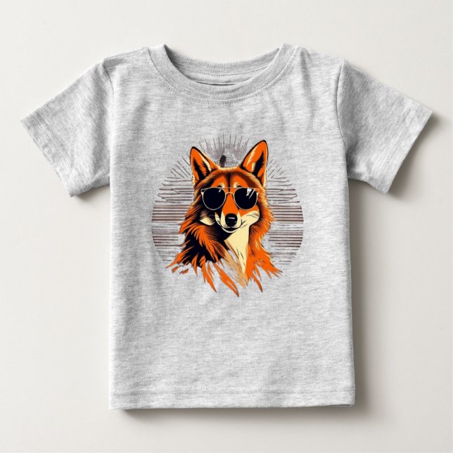 Camiseta Para Bebê Jackal com óculos de sol nas ideias de presentes d (Frente)
