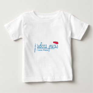 Camiseta Para Bebê j'adore Paris (amor Paris de I) com boina vermelha