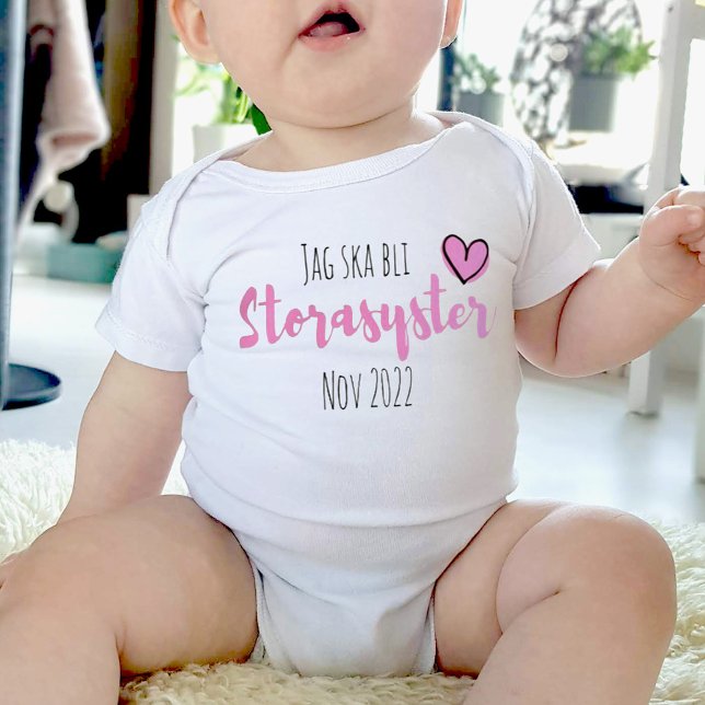 Camiseta Para Bebê Jag ska bli storasyster (Criador carregado)