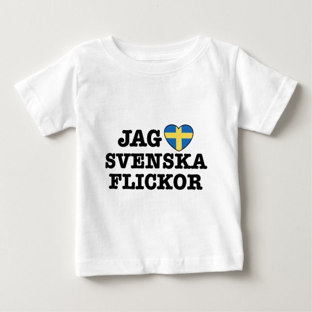 Camiseta Para Bebê Jag Svenska Flickor (Frente)