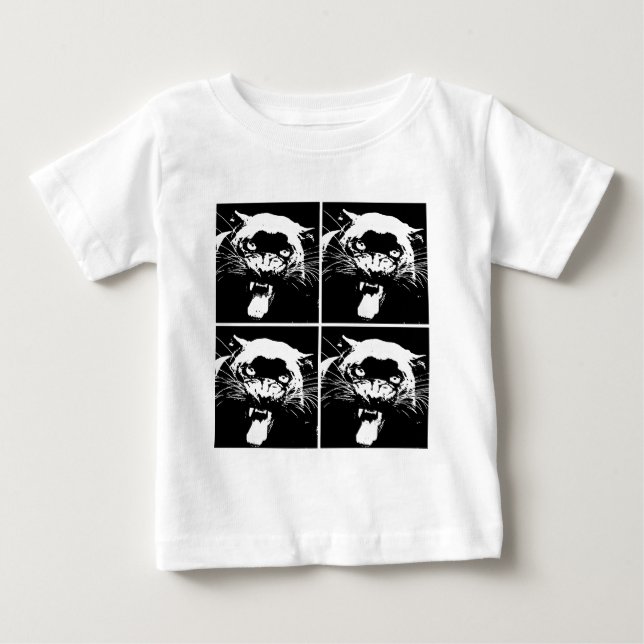 Camiseta Para Bebê Jaguar Preto e Branco (Frente)