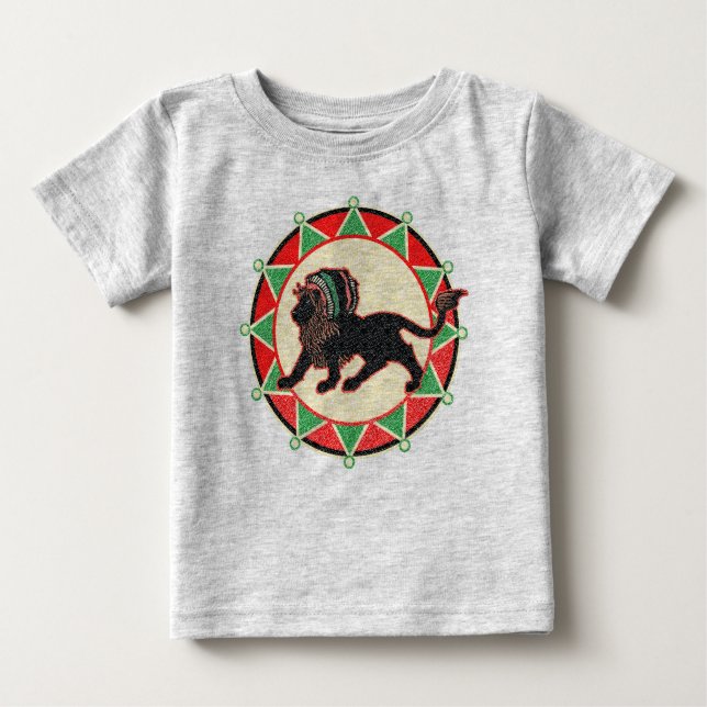 Camiseta Para Bebê Jah King Rasta Lion Vintage (Frente)
