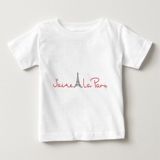 Camiseta Para Bebê J'aime La Paris (Eu amo Paris) (Frente)
