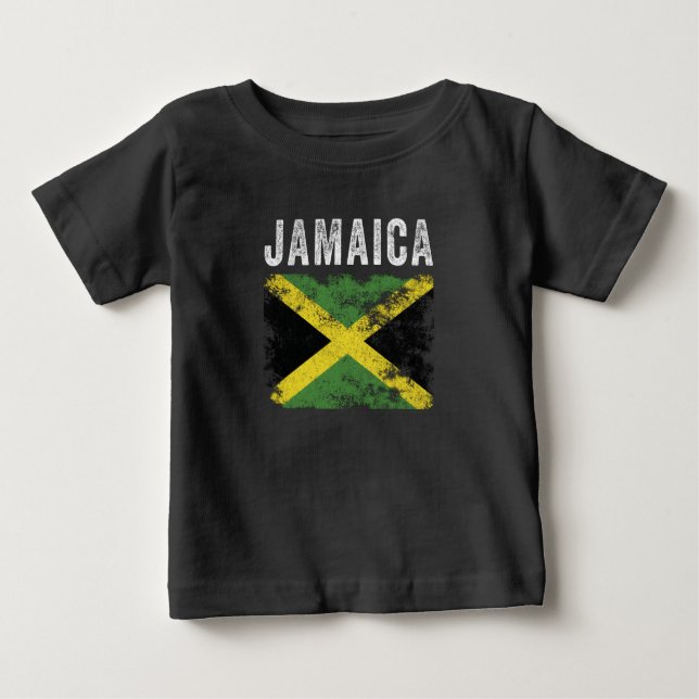 Camiseta Para Bebê Jamaica Flag Dissipado - Bandeira jamaicana (Frente)