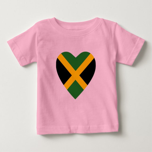 Camiseta Para Bebê Jamaica Flag Heart Shirt (Frente)