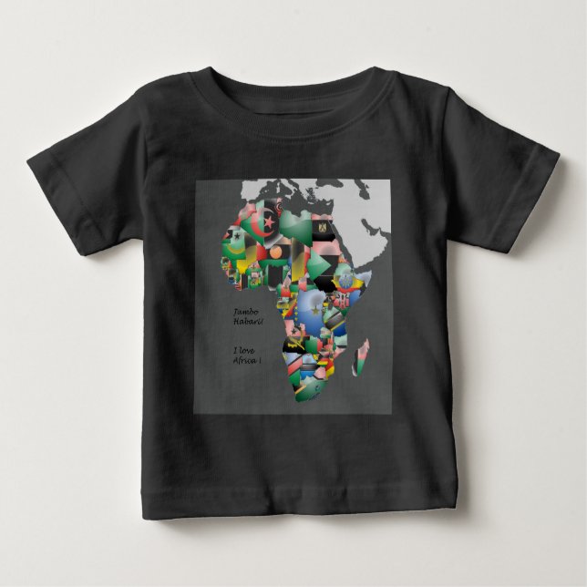 Camiseta Para Bebê Jambo Habari África! Eu amo a África (Frente)