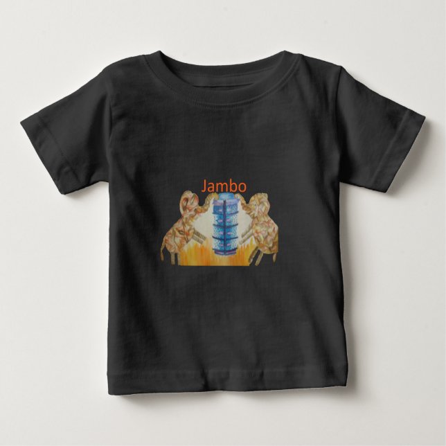 Camiseta Para Bebê Jambo Jumbo African Kids Elephants Art Impressão (Frente)