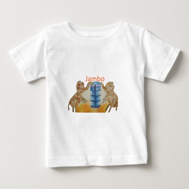 Camiseta Para Bebê Jambo Jumbo African Kids Elephants Art Impressão (Frente)