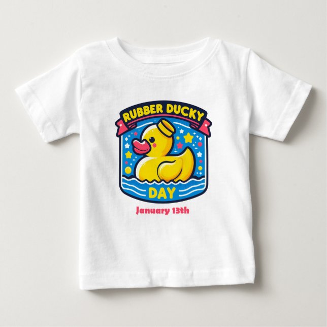 Camiseta Para Bebê Jan 13 - Rubber Ducky Day (Frente)