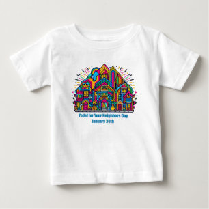Camiseta Para Bebê Jan 30 - Yodel para o dia do seu vizinho