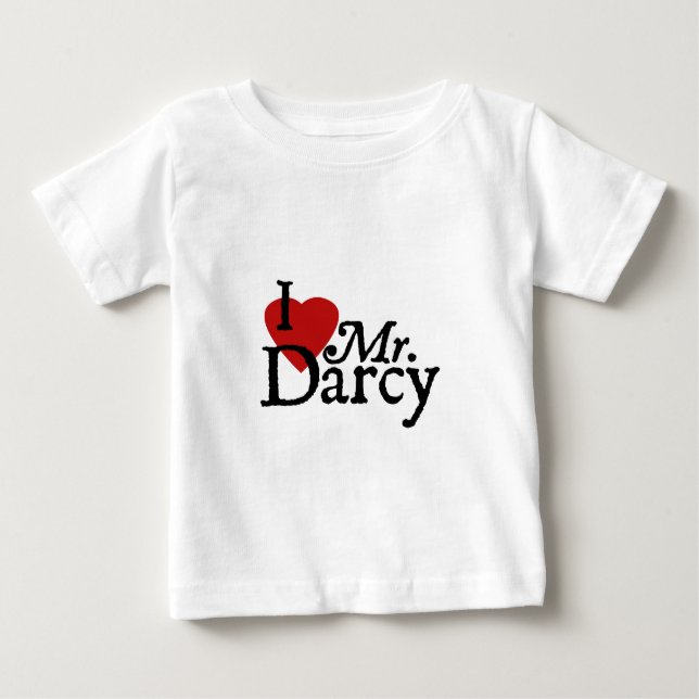 Camiseta Para Bebê Jane Austen EU AMO o Sr. Darcy (Frente)