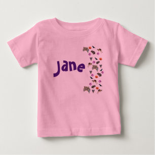 Camiseta Para Bebê Jane, Nome Com Vida Selvagem Australiana,