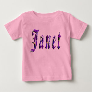 Camiseta Para Bebê Janet, nome, logotipo, t-shirt cor-de-rosa dos