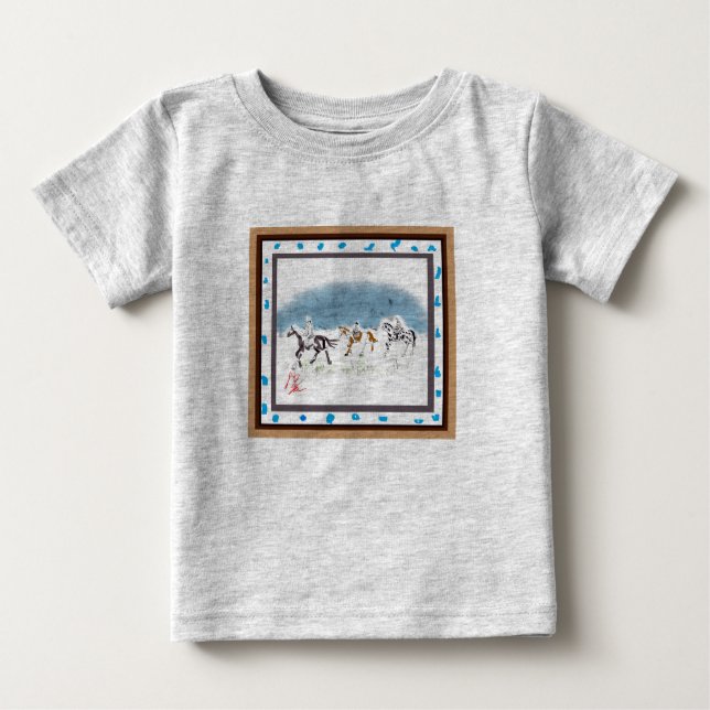 Camiseta Para Bebê Japanese horse samurai art equestrian sumi (Frente)