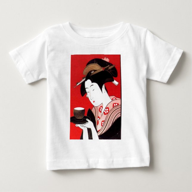 Camiseta Para Bebê Japonesa Lady Tea Servindo Cerimonia Art Impressão (Frente)