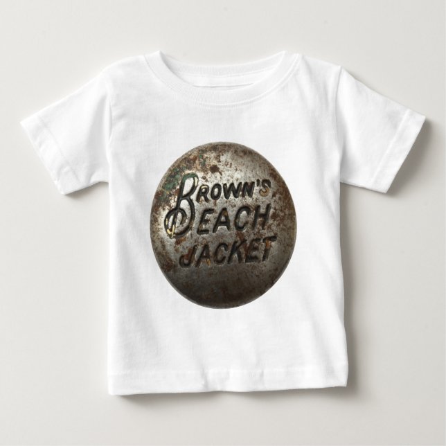 Camiseta Para Bebê Jaqueta da praia de Brown (Frente)
