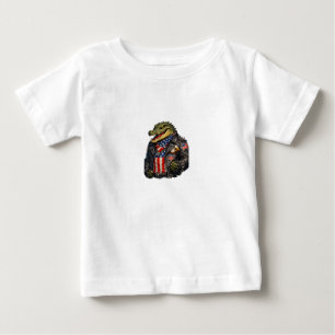 Camiseta Para Bebê Jaqueta de Couro de Motoqueiro Jacaré Patriótico F