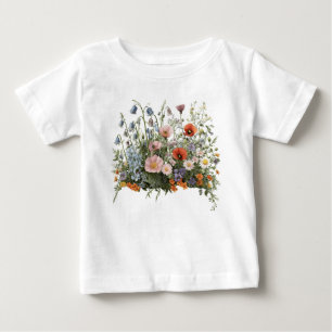 Camiseta Para Bebê jardim botânico de flores de campo