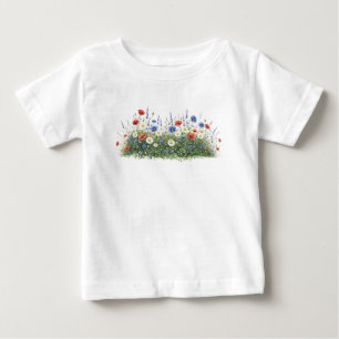 Camiseta Para Bebê Jardim botânico de flores silvestres