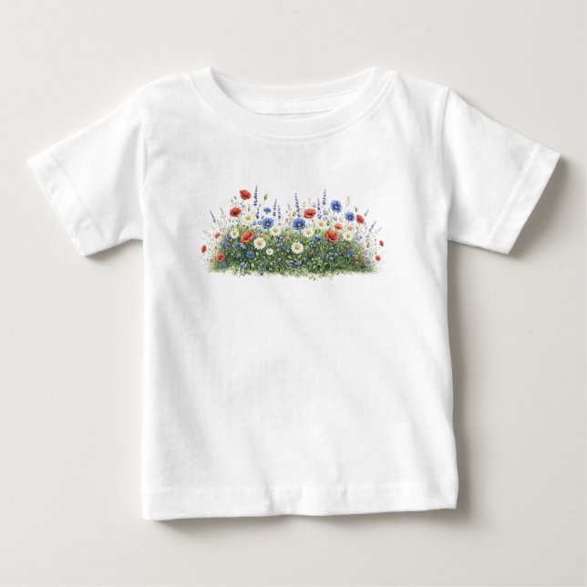 Camiseta Para Bebê Jardim botânico de flores silvestres (Frente)
