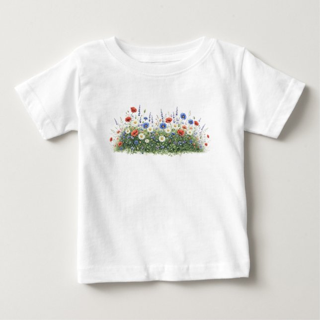 Camiseta Para Bebê jardim botânico de flores silvestres (Frente)