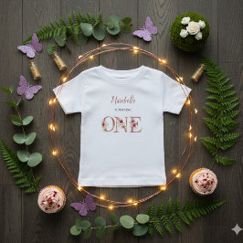Camiseta Para Bebê Jardim Floral da Pequena Fada Primeiro Aniversário