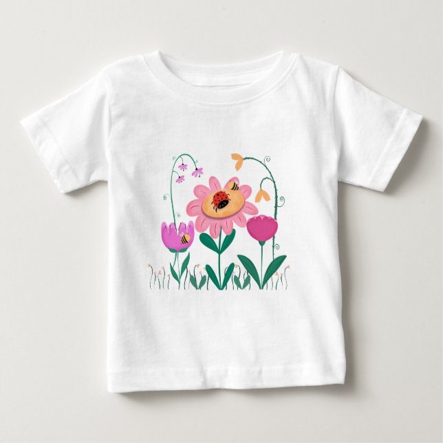 Camiseta Para Bebê Jardim Whimsical 2 (Frente)
