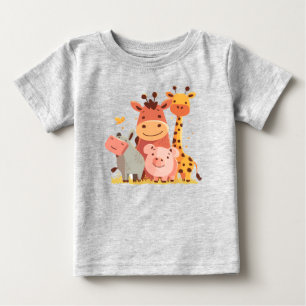 Camiseta Para Bebê Jardineiras de Zoo - Adorável Bebê de Parada Anima