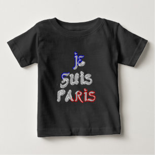 Camiseta Para Bebê Je Suis Paris I Love Paris Text Art Impressão