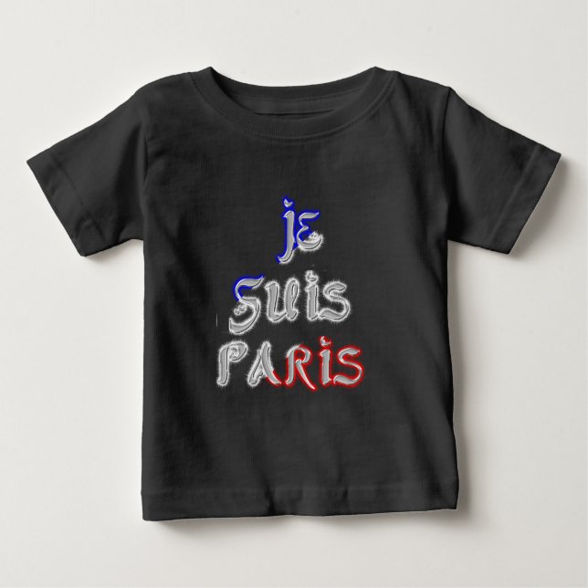 Camiseta Para Bebê Je Suis Paris I Love Paris Text Art Impressão (Frente)
