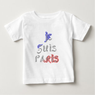 Camiseta Para Bebê Je Suis Paris I Love Paris Text Art Impressão