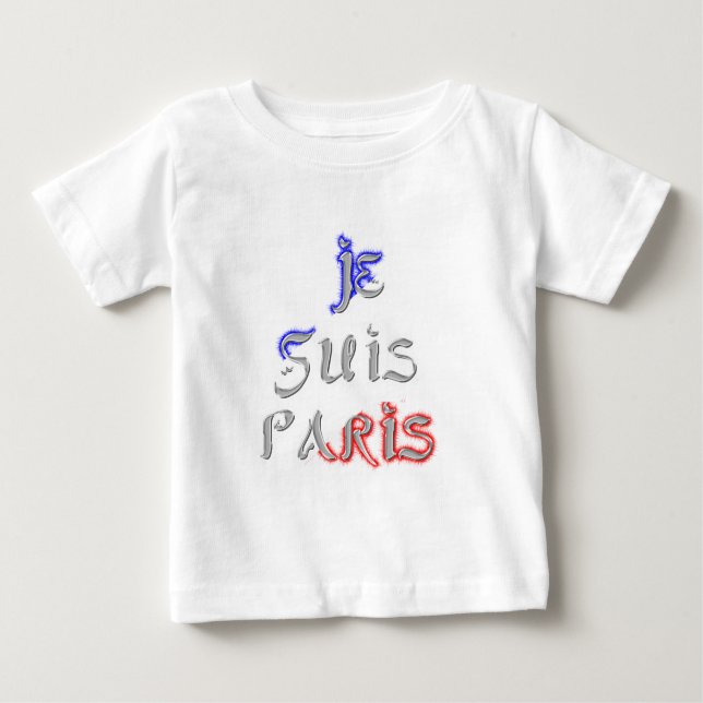 Camiseta Para Bebê Je Suis Paris I Love Paris Text Art Impressão (Frente)