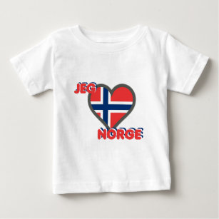 Camiseta Para Bebê Jeg Elsker Norge (amor Noruega de I)
