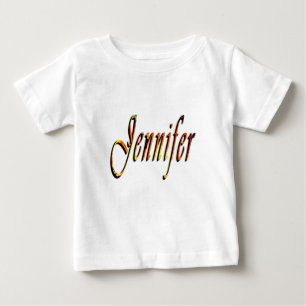 Camiseta Para Bebê "Jennifer" Design Floral do Nome Jennifer,