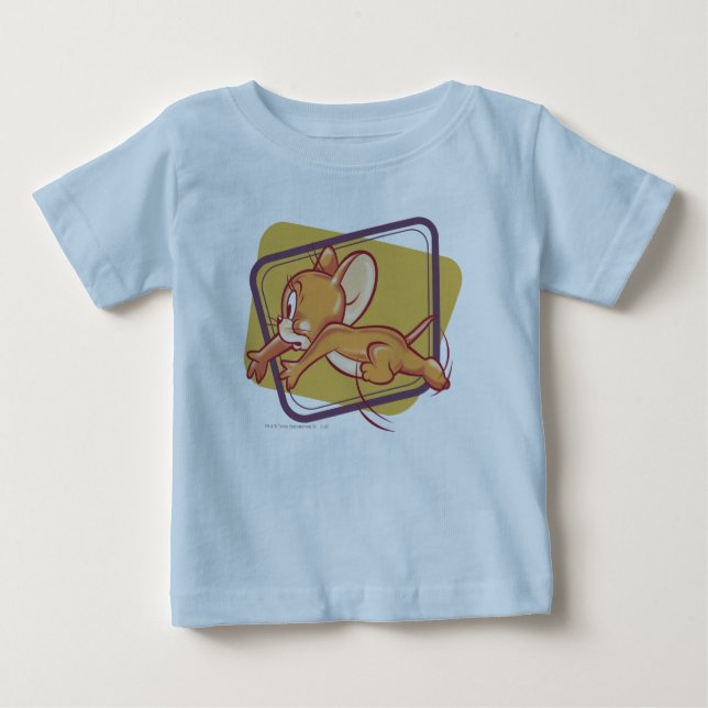 Camiseta Para Bebê Jerry Running Assustado (Frente)