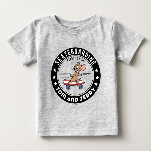 Camiseta Para Bebê Jerry Skateboard - Pronto Para Ir (Frente)