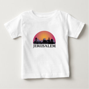 Camiseta Para Bebê Jerusalém Skyline - Israel Viagem