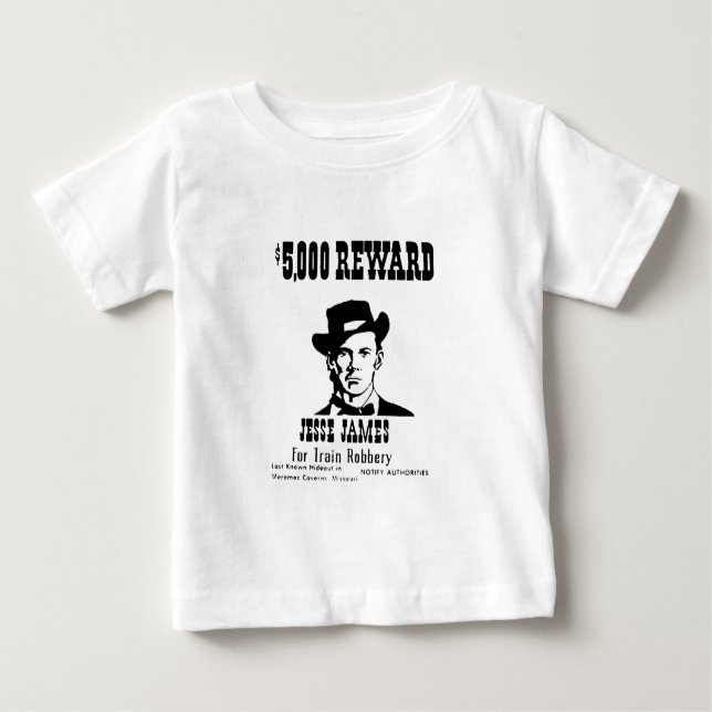 Camiseta Para Bebê Jesse James Procurado (Frente)