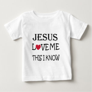 Camiseta Para Bebê Jesus ama-me isto que eu sei