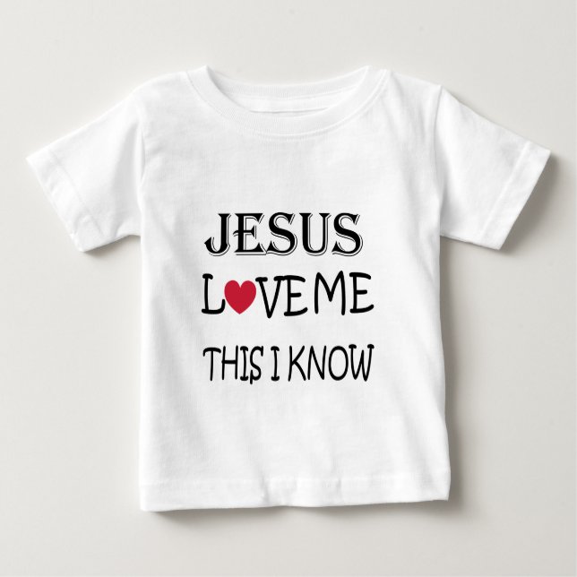 Camiseta Para Bebê Jesus ama-me isto que eu sei (Frente)