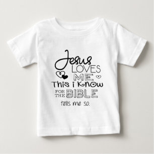 Camiseta Para Bebê Jesus ama-me isto que eu sei
