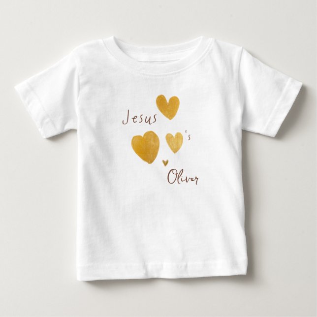 Camiseta Para Bebê Jesus ama o nome personalizado Baby T Shirt modern (Frente)