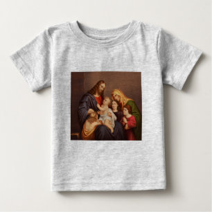 Camiseta Para Bebê Jesus Cristo com Crianças Arte Fina Premium