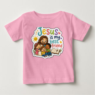 Camiseta Para Bebê Jesus é meu melhor amigo Crianças Cristãs Fofas