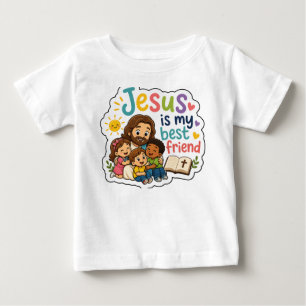 Camiseta Para Bebê Jesus é meu melhor amigo Crianças Simpáticas Crist