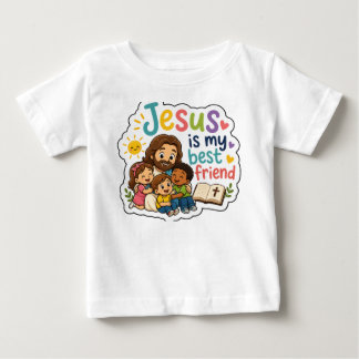 Camiseta Para Bebê Jesus é meu melhor amigo Crianças Simpáticas Crist