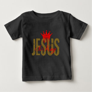 Camiseta Para Bebê Jesus é Rei Bíblia Cristã Espiritual Para