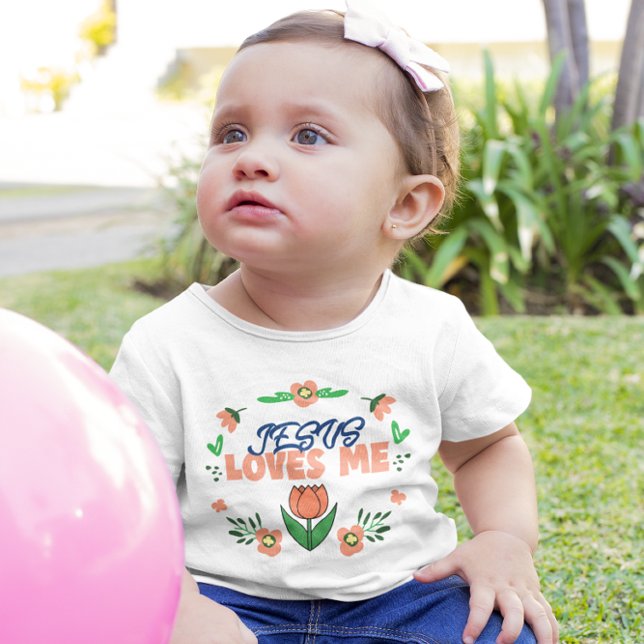 Camiseta Para Bebê JESUS ME AMA Cristão (Criador carregado)