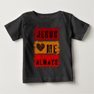 Camiseta Para Bebê Jesus Me Ama Sempre - Reze Versículo da Bíblia do